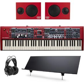 حزمة لوحة المفاتيح Nord Stage 4 المدمجة ذات 73 مفتاحًا وشبه مرجحة مع شاشة Nord Piano V2 (زوج)، وحامل الموسيقى Nord، وسماعات الرأس (4 عناصر) in Kuwait