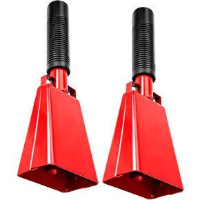 Steel Cowbell with Handle, Football Cow Bell, Red Cow Bell Noise Makers, Hand Percussion Cowbells, Cowbells for Sporting Events & Football Games - Cheering Cowbell with Handle (9 Inch, 2Pcs) in Kuwait