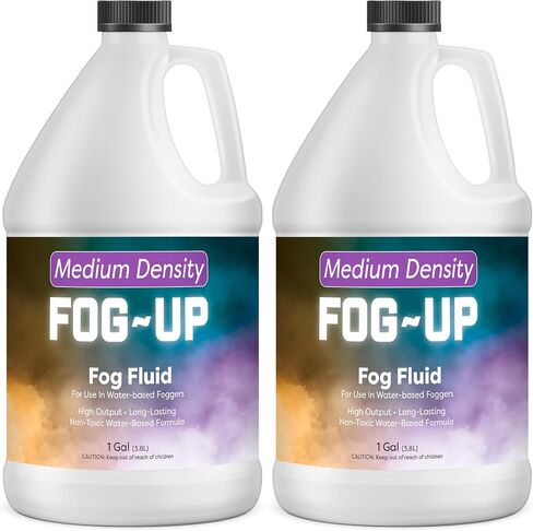 FogUp Medium Density Fog Juice - Extremely Long Lasting, High Output Non-Toxic Odorless Water-Based Fog Machine Fluid - (4 Pack) 1 Gallon, 128 fl oz for All Standard Fog Machines in Saudi Arabia