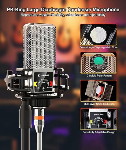 حزمة معدات بودكاست ، خلاط صوت بمصابيح مع بطاقة صوت حية وحزمة ميكروفون بودكاست كينج بي كاي ، مجموعة بودكاست الكل في واحد للكمبيوتر الشخصي أو الهاتف المحمول بث الحي ، تسجيل ستوديو الموسيقى ، غيتار in Kuwait