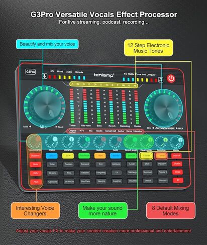 حزمة معدات بودكاست ، خلاط صوت بمصابيح مع بطاقة صوت حية وحزمة ميكروفون بودكاست كينج بي كاي ، مجموعة بودكاست الكل في واحد للكمبيوتر الشخصي أو الهاتف المحمول بث الحي ، تسجيل ستوديو الموسيقى ، غيتار in Kuwait