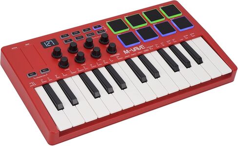 M-WAVE Wireless MIDI Controller Pads, Bluetooth Portable USB MIDI Controller with 16 MPC Drum Pads, 8 Assignable Knobs, Note Repeat, Full Level Buttons, Rechargeable battery (Black Pad) in Saudi Arabia