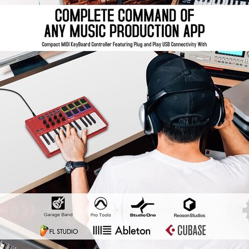 M-WAVE Wireless MIDI Controller Pads, Bluetooth Portable USB MIDI Controller with 16 MPC Drum Pads, 8 Assignable Knobs, Note Repeat, Full Level Buttons, Rechargeable battery (Black Pad) in Saudi Arabia