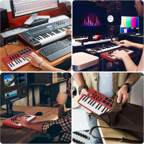 M-WAVE Wireless MIDI Controller Pads, Bluetooth Portable USB MIDI Controller with 16 MPC Drum Pads, 8 Assignable Knobs, Note Repeat, Full Level Buttons, Rechargeable battery (Black Pad) in Saudi Arabia