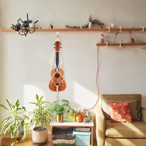 شماعة القيثارة مكرامية القيثارة حامل حامل مثبت على الحائط، شماعة القيثارة البيضاء ديكو لمجموعة بديلة لحافظة سوبرانو القيثارة (مناسبة لـ 21 بوصة) in Kuwait