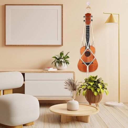 شماعة القيثارة مكرامية القيثارة حامل حامل مثبت على الحائط، شماعة القيثارة البيضاء ديكو لمجموعة بديلة لحافظة سوبرانو القيثارة (مناسبة لـ 21 بوصة) in Kuwait