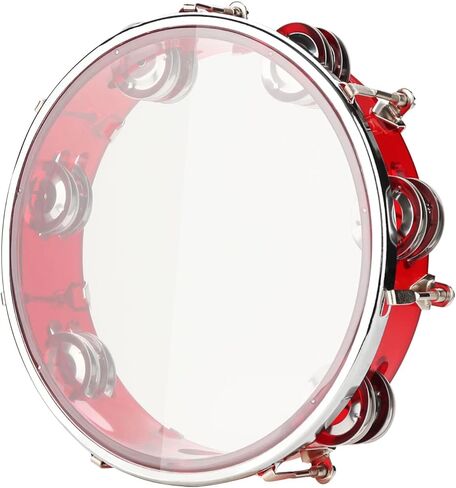 دفوف LMS للبالغين مقاس 8 بوصة لدف الكنيسة، طبلة يدوية قابلة للتعديل بصف مزدوج من الأناشيد المعدنية المحمولة (8 بوصة، فضي) in Kuwait