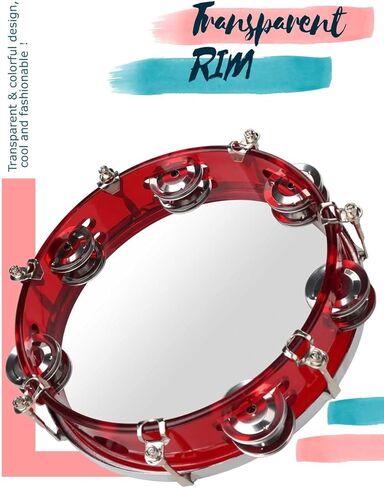 دفوف LMS للبالغين مقاس 8 بوصة لدف الكنيسة، طبلة يدوية قابلة للتعديل بصف مزدوج من الأناشيد المعدنية المحمولة (8 بوصة، فضي) in Kuwait