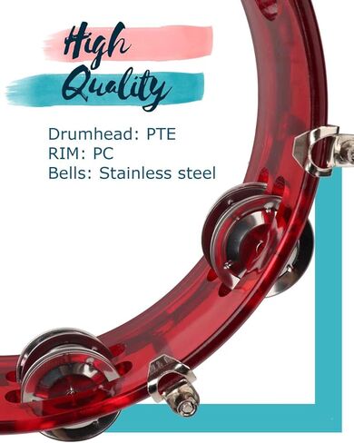 دفوف LMS للبالغين مقاس 8 بوصة لدف الكنيسة، طبلة يدوية قابلة للتعديل بصف مزدوج من الأناشيد المعدنية المحمولة (8 بوصة، فضي) in Kuwait