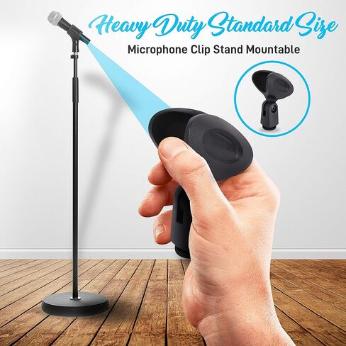 Pyle Professional Handheld Dynamic Microphone Kit - Unidirectional Vocal Wired Microphone w/Carry Bag, Metal Mic Stand, Holder/Clip & 16.4ft XLR Audio Cable to 1/4'' Audio Connection PDMIC88ST,Black in Saudi Arabia