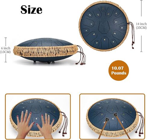 BURNING&LIN Steel Tongue Drum 13 Notes 12 Inches Handpan Drum Percussion for Meditation Yoga Musical Education Best Gift for Adult& Kids (Green) in Saudi Arabia