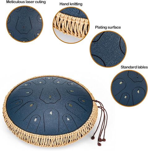 BURNING&LIN Steel Tongue Drum 13 Notes 12 Inches Handpan Drum Percussion for Meditation Yoga Musical Education Best Gift for Adult& Kids (Green) in Saudi Arabia