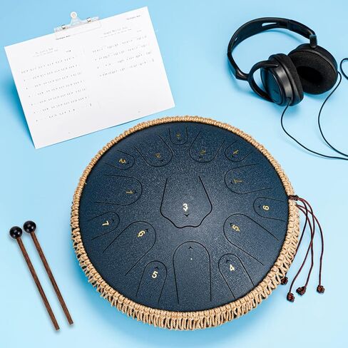 BURNING&LIN Steel Tongue Drum 13 Notes 12 Inches Handpan Drum Percussion for Meditation Yoga Musical Education Best Gift for Adult& Kids (Green) in Saudi Arabia