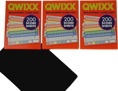 حزمة علب من 3 قطع بديلة من QWIXX الأصلية (لون اللون) - 600 ورقة نتيجة (بطاقات محدودة) - حقيبة تخزين إضافية من القطيفة من هيكوريفيل in Kuwait