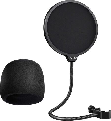 فلتر للميكروفون من يوتو لجهاز آي تي أزرق أو أي ميكروفون آخر، شاشة مزدوجة الطبقات مزودة برقبة على شكل إوز وغطاء مايكروفون من الإسفنج لشاشة ييتي أزرق، ميكروفون مكثف من ييتي برو، عبوة 2 في 1 in Kuwait