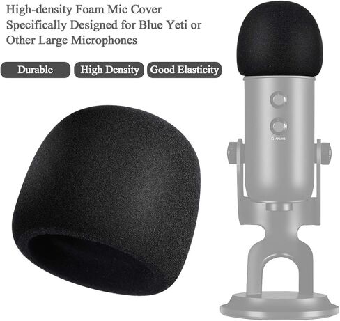 فلتر للميكروفون من يوتو لجهاز آي تي أزرق أو أي ميكروفون آخر، شاشة مزدوجة الطبقات مزودة برقبة على شكل إوز وغطاء مايكروفون من الإسفنج لشاشة ييتي أزرق، ميكروفون مكثف من ييتي برو، عبوة 2 في 1 in Kuwait