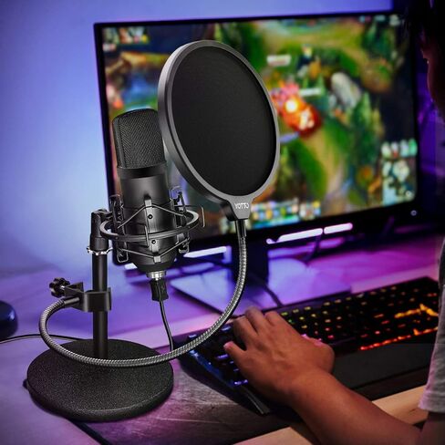 يوتو قناع ميكروفون بوب فلتر ستوديو للزجاج الامامي مع عنق اوزة مرن ومشبك لبلو يتي والصوت تكنيكا وجميع الميكروفونات in Kuwait