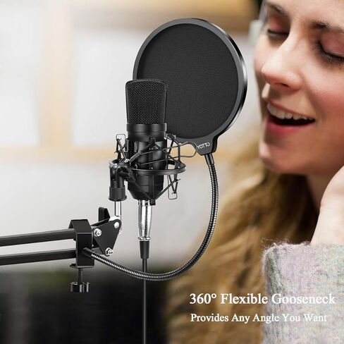 يوتو قناع ميكروفون بوب فلتر ستوديو للزجاج الامامي مع عنق اوزة مرن ومشبك لبلو يتي والصوت تكنيكا وجميع الميكروفونات in Kuwait