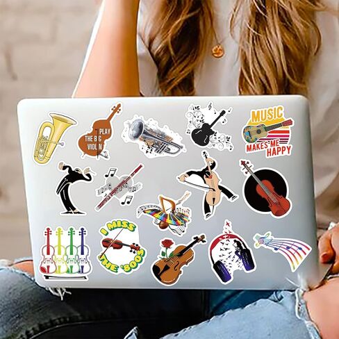 مجموعة ملصقات موسيقية اوركسترا لزجاجات المياه من الفينيل المقاوم للماء للاطفال والمراهقين ملصقات جمالية للموسيقى الكلاسيكية للابتوب والقوارير المائية والكمان - 100 قطعة in Kuwait