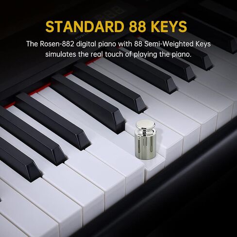 Rosen EP30 Beginner Digital Piano 88-Key Full Size Semi-Weighted Keyboard Piano, Portable Electric Piano with Sustain Pedal,Power Supply, 2x20W Speakers, Bluetooth and MIDI in Kuwait