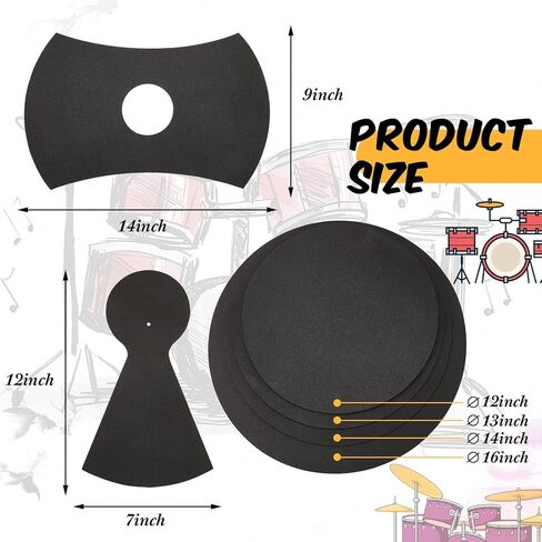 10 قطع من المطاط طبل كتم الوسادات مع قبعات الصنج هاي مجموعة طبل كاتم صوت الطبل الطبل الطبل المخمد القرع الآلات الموسيقية التبعي لممارسة الرياضة في الأماكن المغلقة في الهواء الطلق in Kuwait