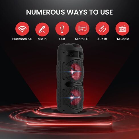 مكبر صوت بلوتوث محمول من بايل - 240 وات مزدوج 6.5 بوصة نظام صوت كاريوكي BT داخلي/خارجي قابل لإعادة الشحن - TWS، أضواء الحفلات، شاشة LED، FM/AUX/MP3/USB/SD، 6.5 مم في، ميكروفون لاسلكي بمقبض للحمل، جهاز تحكم عن بعد in Kuwait