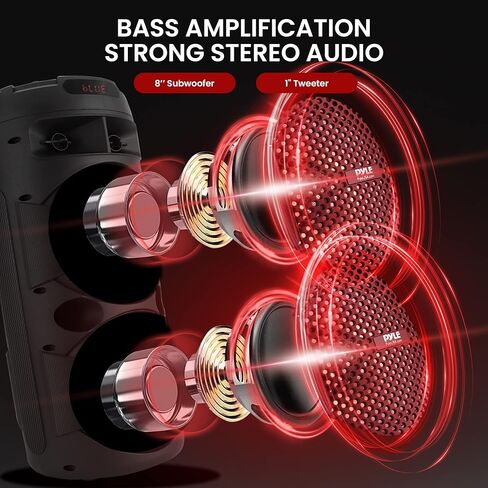 مكبر صوت بلوتوث محمول من بايل - 240 وات مزدوج 6.5 بوصة نظام صوت كاريوكي BT داخلي/خارجي قابل لإعادة الشحن - TWS، أضواء الحفلات، شاشة LED، FM/AUX/MP3/USB/SD، 6.5 مم في، ميكروفون لاسلكي بمقبض للحمل، جهاز تحكم عن بعد in Kuwait