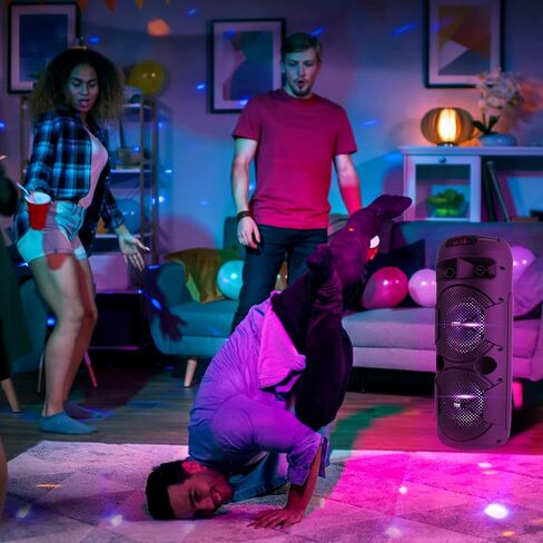 مكبر صوت بلوتوث محمول من بايل - 240 وات مزدوج 6.5 بوصة نظام صوت كاريوكي BT داخلي/خارجي قابل لإعادة الشحن - TWS، أضواء الحفلات، شاشة LED، FM/AUX/MP3/USB/SD، 6.5 مم في، ميكروفون لاسلكي بمقبض للحمل، جهاز تحكم عن بعد in Kuwait