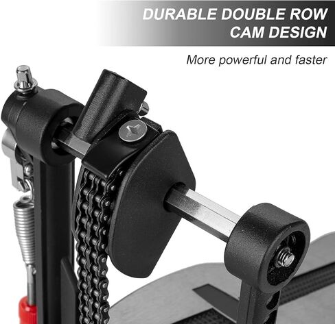 دواسة طبلة باس TENTOTEN، دواسة طبلة واحدة شديدة التحمل بسلسلة مزدوجة، دواسة ركلة 5 محامل مع خافق طبل قابل للتعديل ومفتاح طبل in Kuwait