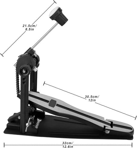 دواسة طبلة باس TENTOTEN، دواسة طبلة واحدة شديدة التحمل بسلسلة مزدوجة، دواسة ركلة 5 محامل مع خافق طبل قابل للتعديل ومفتاح طبل in Kuwait
