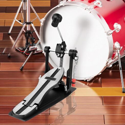 دواسة طبلة باس TENTOTEN، دواسة طبلة واحدة شديدة التحمل بسلسلة مزدوجة، دواسة ركلة 5 محامل مع خافق طبل قابل للتعديل ومفتاح طبل in Kuwait
