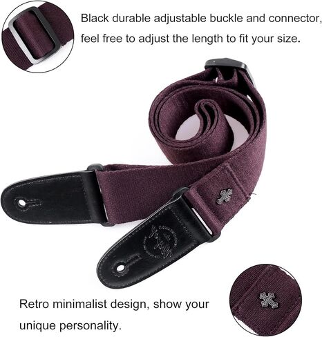 WeBingo Guitar Strap, Adjustable Guitar Straps For Bass, Electric Acoustic Guitar with 2 Buttons & 6 Guitar Picks in Kuwait