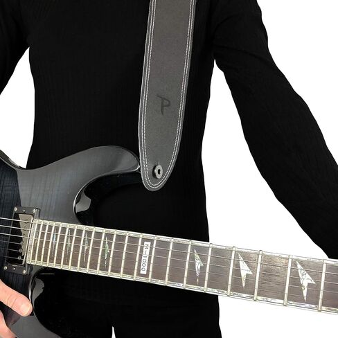 Perri’s Leathers Adjustable Guitar Straps for Kids, Men & Women - Double Stitched Guitar Strap for Acoustic, Bass and Electric Guitars - Guitar - Adjustable Size - Black in Saudi Arabia