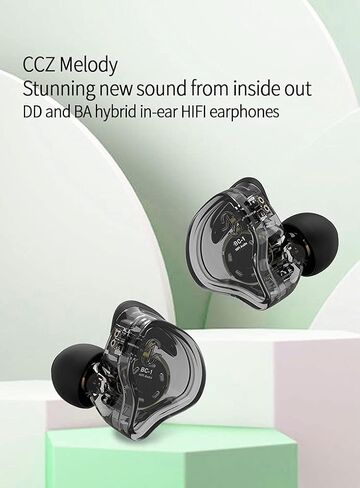 CCZ Coffee Bean Musician Headphones Wired, Keephifi 10mm Dual Magnetic Circuit DD in Ear Monitor,Noise Cancelling Earbuds Detachable Cable Headset, in Ear for Singers Drummers Church (Black with mic) in Saudi Arabia