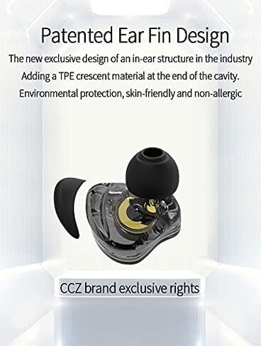 CCZ Coffee Bean Musician Headphones Wired, Keephifi 10mm Dual Magnetic Circuit DD in Ear Monitor,Noise Cancelling Earbuds Detachable Cable Headset, in Ear for Singers Drummers Church (Black with mic) in Saudi Arabia