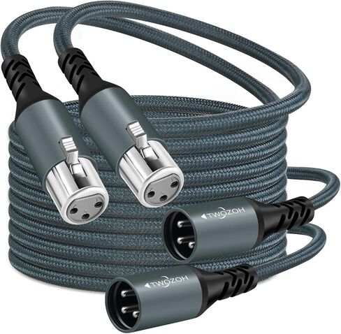 كابلات Twozoh XLR بطول 10 أقدام، كابل ميكروفون صوتي مضفر 3Pin XLR ذكر إلى XLR أنثى (احترافي/HiFi) in Kuwait