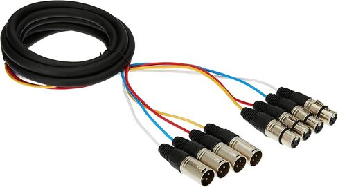 Monoprice 4-Channel XLR Male to XLR Female Snake Cable - 20 Feet - Black/Silver, Metal Connector Housings, Plastic and Rubber Cable Boots in Kuwait