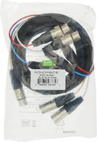 Monoprice 4-Channel XLR Male to XLR Female Snake Cable - 20 Feet - Black/Silver, Metal Connector Housings, Plastic and Rubber Cable Boots in Kuwait