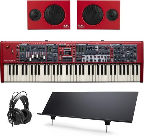 حزمة لوحة المفاتيح Nord Stage 4 المدمجة ذات 73 مفتاحًا وشبه مرجحة مع شاشة Nord Piano V2 (زوج)، وحامل الموسيقى Nord، وسماعات الرأس (4 عناصر) in Kuwait
