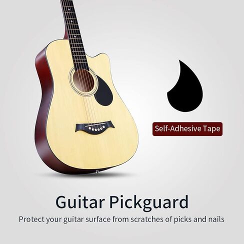 38 inch Guitar Black Acoustic Guitar Beginner kit Adult Cutaway Acoustic Guitar Guitarras Starter Set Bundle with Padded Gig Bag, Strap, Capo, Strings, Picks in Saudi Arabia