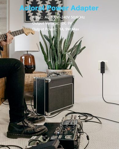 محول إمداد الطاقة Aclorol 9V DC للوحة المفاتيح Casio Zoom Guitar متعددة التأثيرات دواسة AD-5 AD-5MU AD-5MR WK-110 WK-200 LK-100 LK-220 AC/DC 9V شاحن إمداد الطاقة بدواسة الجيتار، مركز سلبي in Kuwait