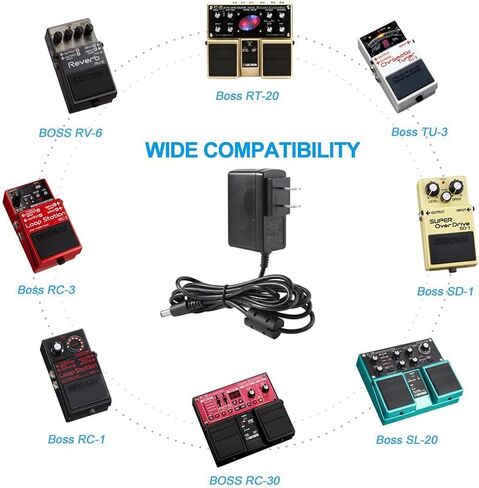 F1TP 9V AC / DC محول سلك التيار الكهربائي للوحة المفاتيح Casio WK-110 WK-200 LK-43 LK-100 LK-220 CTK-496 CTK-700 CTK-710 CTK-2100 وBoss، Vox Stomplab، Zoom، JOYO، KLIQ ، كورج، واه الدواسات in Kuwait