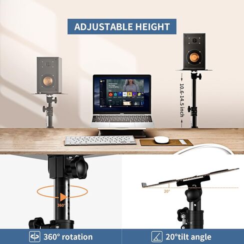 Desk Speaker Stands Pair, Starfavor Clamp-On Adjustable Speaker Stand for Studio Monitors,Bookshelf Speakers, Surround Sound Speaker - SS-01 in Kuwait