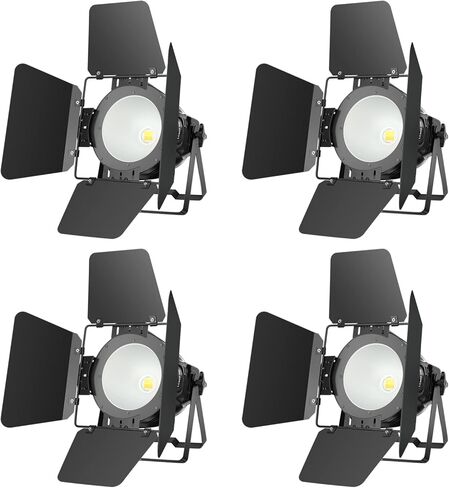 BETOPPER Stage Lights 200W COB LED Stage Spotlights w/Barndoor Warm & Cold White LED Par Lights DMX/Master-Slave DJ Lights Spotlight/Fresnel Lights for Church Wedding Theater Photo Studio (4) in Kuwait