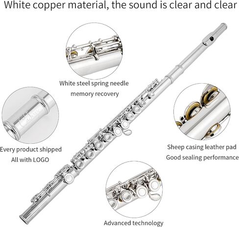 Cadway New C Flutes فتحة مغلقة 16 مفتاح فلوت للأطفال المبتدئين أداة فلوت للطلاب مع مجموعة تنظيف، حامل، قفازات، قضيب ضبط، حقيبة حمل، (أحمر عتيق) in Kuwait