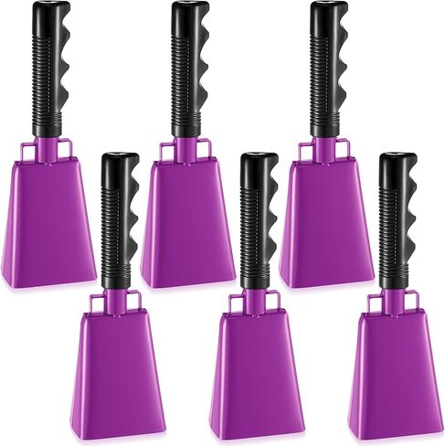 Kigley 6 Pack Cow Bells Bulk, Metal Cowbells Noise Maker with Handle, Cheering Bells for Graduation Solid School Bell Cowbell School Hand Bells for Sporting Event Football Game (4.9 x 2.6 x 11.4 Inch) in Saudi Arabia
