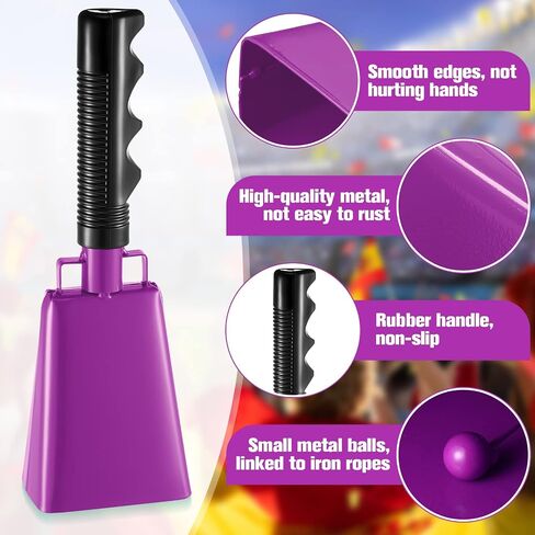 Kigley 6 Pack Cow Bells Bulk, Metal Cowbells Noise Maker with Handle, Cheering Bells for Graduation Solid School Bell Cowbell School Hand Bells for Sporting Event Football Game (4.9 x 2.6 x 11.4 Inch) in Saudi Arabia