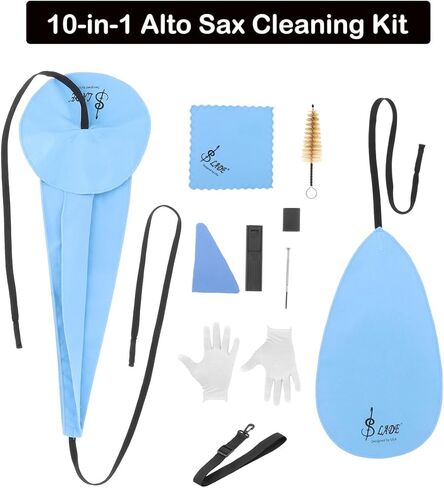 مجموعة تنظيف ساكسفون 10 في 1، مجموعة تنظيف التو ساكس تتضمن قطعة قماش تنظيف ساكس وفرشاة للفم وقطعة قماش تنظيف صغيرة لمفك البراغي لادوات الرياح والرياح الخشبية in Kuwait