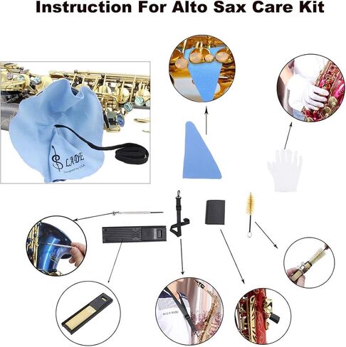 مجموعة تنظيف ساكسفون 10 في 1، مجموعة تنظيف التو ساكس تتضمن قطعة قماش تنظيف ساكس وفرشاة للفم وقطعة قماش تنظيف صغيرة لمفك البراغي لادوات الرياح والرياح الخشبية in Kuwait