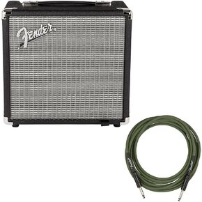 Fender Rumble 15 V3 Bass Amplifier Bundle with Fender Joe Strummer Instrument Cable 13ft Straight/Straight (Drab Green) in Kuwait